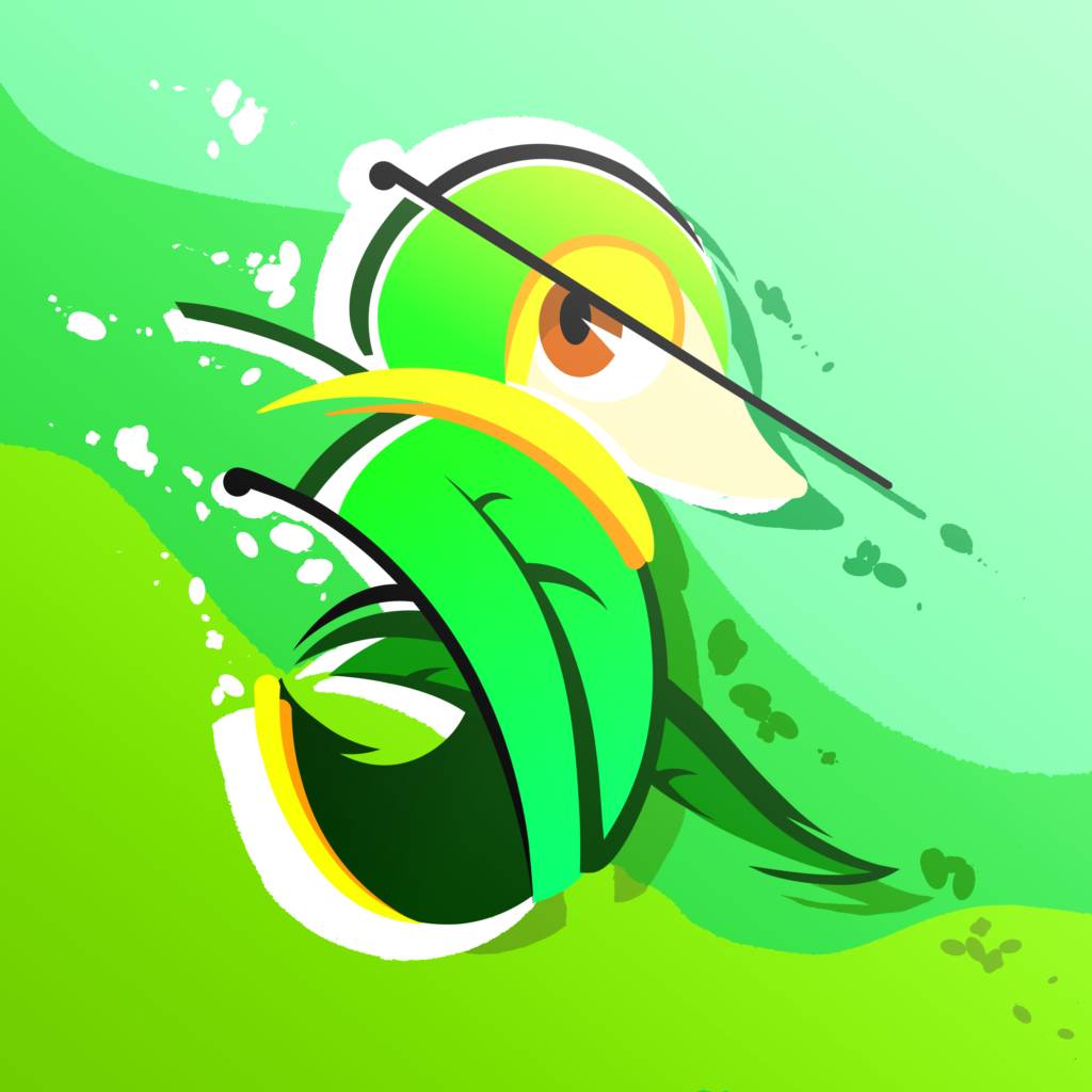 Green artwork of the Pokemon Snivy